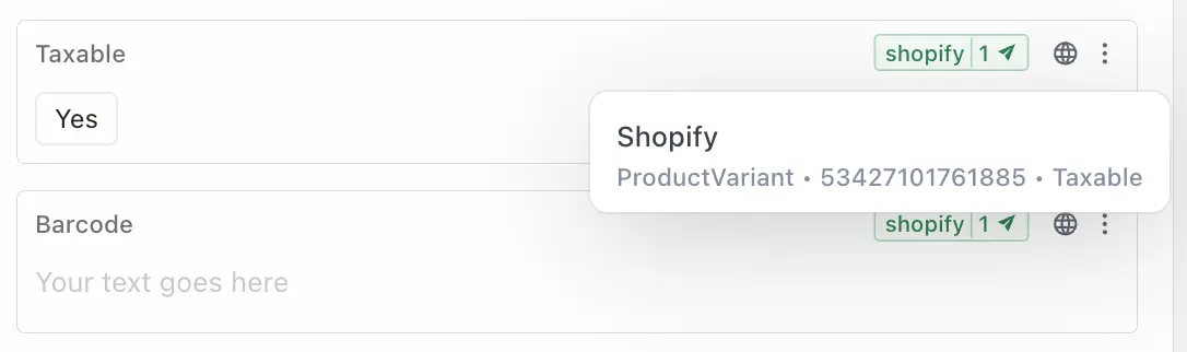 Viewing source and destination for a Shopify attribute